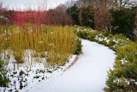 Winter walk at Anglesey Abbey in snow, February