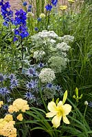 Achillea, Erygiums and Hemerocallis - 'Our First Home, Our First Garden' - Gold medal winner - RHS Hampton Court Flower Show 2012