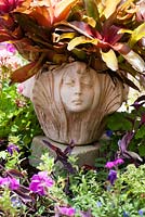 'Four Seasons' decorative container planted with Bromeliads - Leu Gardens, Orlando Forida