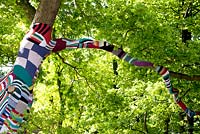 The Floriade show 2012, Venlo, Holland. Colourful knitted tree.