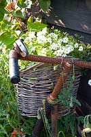 Rusty bicycle with basket and bell