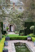 The formal pond edged with box hedging at The Dower House