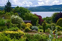 View from seating area over garden to Loch Ness