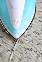Step by step of making garden bunting - Ironing the creases out of fabrics