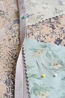 Step by step of making garden bunting - Pin the triangles inside the webbing
