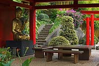 Seating area in the Oriental Garden - Monte Palace Tropical Gardens - Madeira, Portugal, Europe