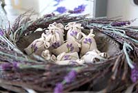 Wreath of entwined branches and lavender - In the middle are lavender sachets