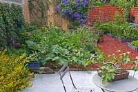 Terrace with flowery vegetable garden