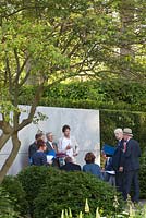 Judges in the award-winning Laurent-Perrier Garden, Winner of Gold Medal and Best Show Garden. Chelsea Flower Show 2014
