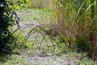 Silver. Best Show Garden. Jordans Wildlife Garden.Design: Selina Botham. Little fence of willow branches..