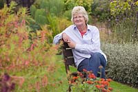 Garden owner Helen Boothman. Lincolnshire. September, Autumn 2014.