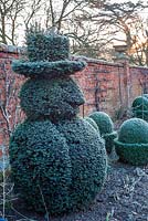 Snowman topiary at Helmingham Hall, Suffolk