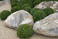 Japanese garden - gravel and stone shapes
