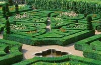 Garden of emotions - main part shown is romance, denoted by the heart shapes, Chateau de Villandry, Loire Valley
