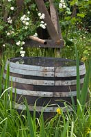 Wooden barrel water butt