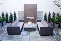 Seating area and fireplace, contemporary outdoor room
