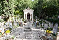 The cemetery where the family are buried: designed by Cecil Pinsent. Villa La Foce, near Chianciano Terme, Siena, Tuscany, Italy. October.