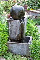 Modern concrete water feature.Debora Carl's garden, Encinitas, California, USA. August.