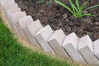Detail of finished Clinker brick sawtooth style edging