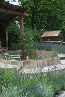 Detail of 'The Lavender Garden' - Shropshire Lavender: designed by Paula Napper, Sara Warren and Donna King. Hampton Court Flower Show July 2016.