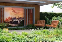 Contemporary seating area - Vestra Wealth's Garden of Mindful Living, RHS Chelsea Flower Show 2016, Design: Paul Martin, Sponsor: Vestra Wealth LLP