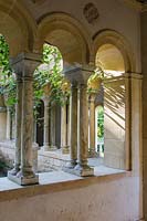 View inside the Cloisters with pillars made from Pavonazzo marble, designed by Harold Peto