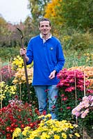 Andrew Ward, owner of Norwell Nurseries where he has a collection of hardy chrysanthemums.