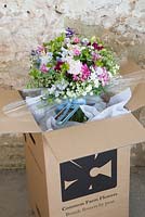 Freshly cut flowers prepared for delivery