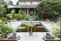 The Casita - Italian tea house and formal pool in the Italian garden of Ilnacullin - Garinish Island. Glengarriff, West Cork, Ireland. The Gardens are the result of the creative partnership of Annan Bryce and Harold Peto, architect and garden designer. August