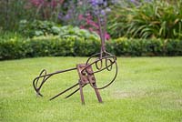 An ornamental Rabbit made from welded steel and some vintage scissors, one of Roger Cole-Jones' hand crafted creations