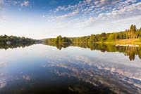 The lake and Capability Brown landscape, photographed in July just after dawn, at Trentham Gardens, Staffordshire