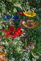 Glass flower stakes at Driftwood garden
