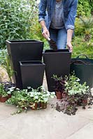 Filling containers with compost