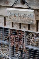 Detail of wooden bug hotel 