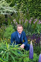 Portrait of Chris Beardshaw, whose design is inspired by the fractal geometry and patterns found in nature, music, art and communities. - The Morgan Stanley Garden - RHS Chelsea Flower Show 2017 - Sponsor: Morgan Stanley