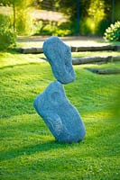 Modern sculpture on lawn - Asthall Manor, Oxfordshire
