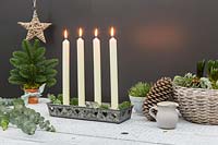 Advent candle table centrepiece