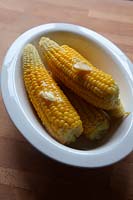 Sweet Corn - Zea Mays 'Earligold' - cooked and with butter