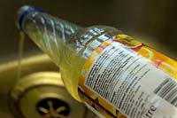 Pouring fruit squash containing artificial sweeteners down the plughole, down the sink or down the drain