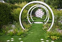 The Breast Cancer Now Garden: Through the Microscope at the RHS Chelsea Flower Show 2017. Designer: Ruth Willmott. Awarded a Silver Gilt Medal. The B