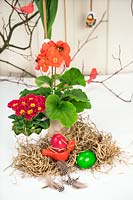 Easter decoration in red and green color tones