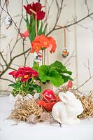 Easter decoration in red and green color tones