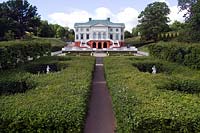Gunnebo House Gothenburg Sweden View up from the pond area towards the main house over the Bosquet formal French Baroque gardens