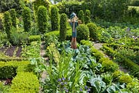 Barnsley House Gardens, Glos., UK. Former garden of Rosemary Verey, the potager, well known formal vegetable garden