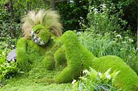 Chelsea Flower Show 2006, London, UK. '4Head Garden of Dreams' ( des. Marney Hall ) the dreaming girl sculpted in grass