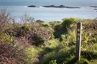 Sign post for South West Coast Path , Lannacombe, South Devon