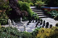 Chelsea FS 2002 Design Geoff Whiten Large chess set in garden