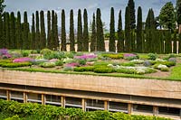 Roof garden with Pencil cypress - Cupressus sempervirens, The Alhambra, Granada.