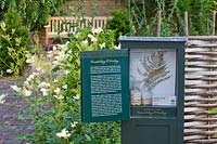 Informative sign at The Chelsea Physic Garden, London, UK.