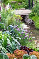 Welcome to Yorkshire Garden - Vegetable plot with salad crops, leeks , cabbages, chives - Allium schoenoprasum - Sponsor: Welcome to Yorkshire - RHS Chelsea Flower Show 2018